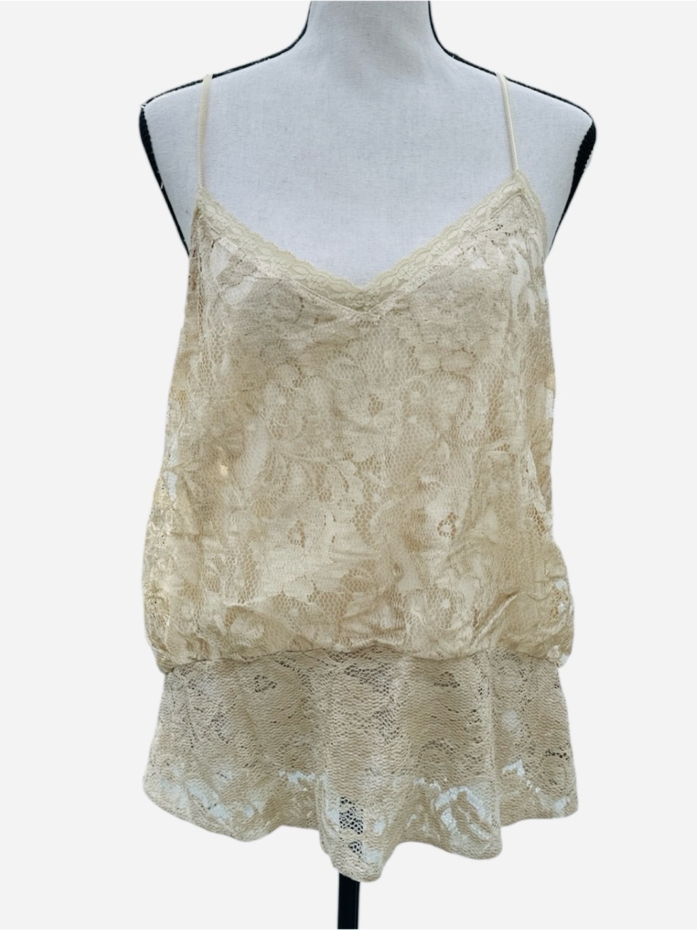 Banana Republic V Neck Lace Trim Layer Cami Top Size L Boho Fairy Cottage Core